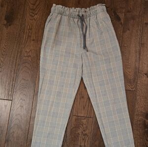 Abercrombie & Fitch Plaid Drawstring Trousers in Gray and Tan